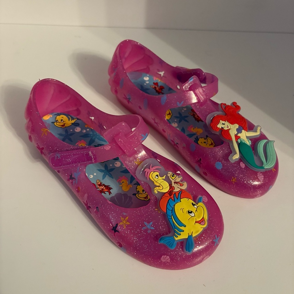 Disney Princess The Little Mermaid & Ariel Sandals Pink Sparkle Girls Sz 12